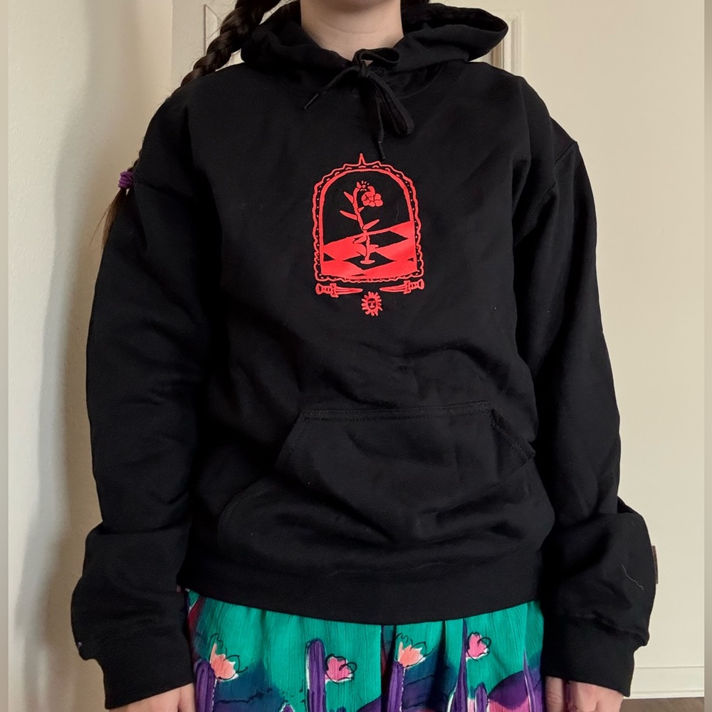 The Last Dinner Party Red Rose Black Hoodie Tour Merch